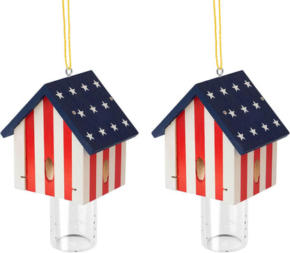 Carpenter Bee Trap for Outside - Best Bee Trap - Flag Cabin Style Nature Hanging Wood Carpenter Bee Traps Outdoor - Insect Traps with Removable Vault