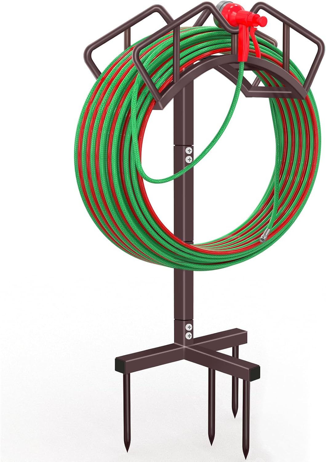 Qatsrin Super Stable Garden Hose Holder, Removable Water Hose Holders Stand Holds 150-Feet Hose, Detachable Hose Storage Hanger Rack for Outside Yard Lawn Farm, Black