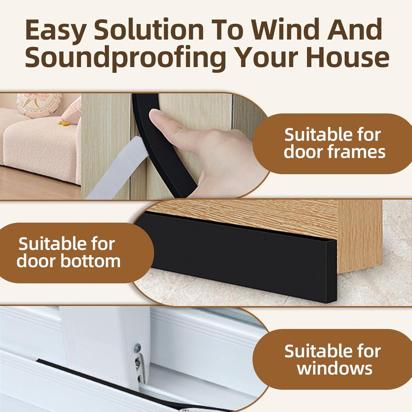 Foam Weather Stripping Door Seal,1 Inch W x 1/17 Inch T x 33 Feet White Window Sealing Tape，Single-Sided Self-Adhesive Insulation Sealing Strip