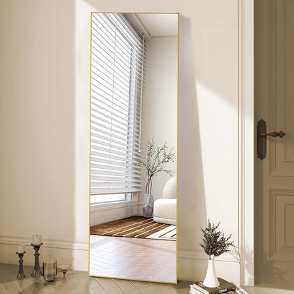 OLIXIS 64"x 21.5" Arched Mirror Full Length, Full Body Mirror with Stand, Hanging or Leaning for Wall, Floor Standing with Shatter-Proof Glass for Bedroom, Living Room, Long, Black