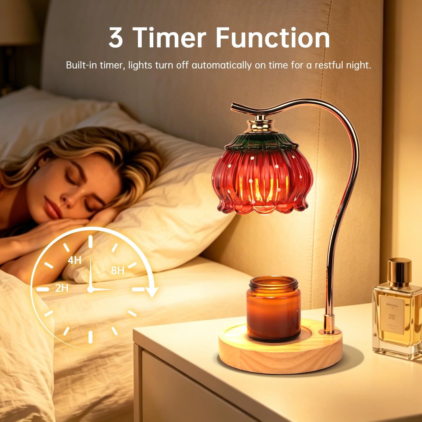 Fragrance Candle Warmer Lamp with 2 Bulbs Electric Candle Warmer with Timer & Dimmer for Home Decor