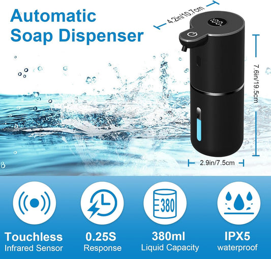OHIFAST Automatic Foaming Soap Dispenser Touchless, USB Rechargeable Smart Hand Soap Dispenser, 6-Level Adjustable, 12.8oz/380mL Wall Mounted for Bathroom Kitchen Dish Soap-White