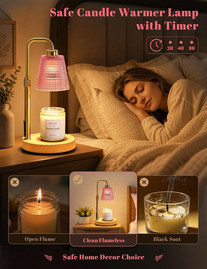 Candle Warmer Lamp with Timer Dimmable, Wax Warmer for Scented Jar Candles, Adjustable Height Candle Lamp for Home Decor, Birthday Gifts for Women Mom House Warming Gifts, Matte Black