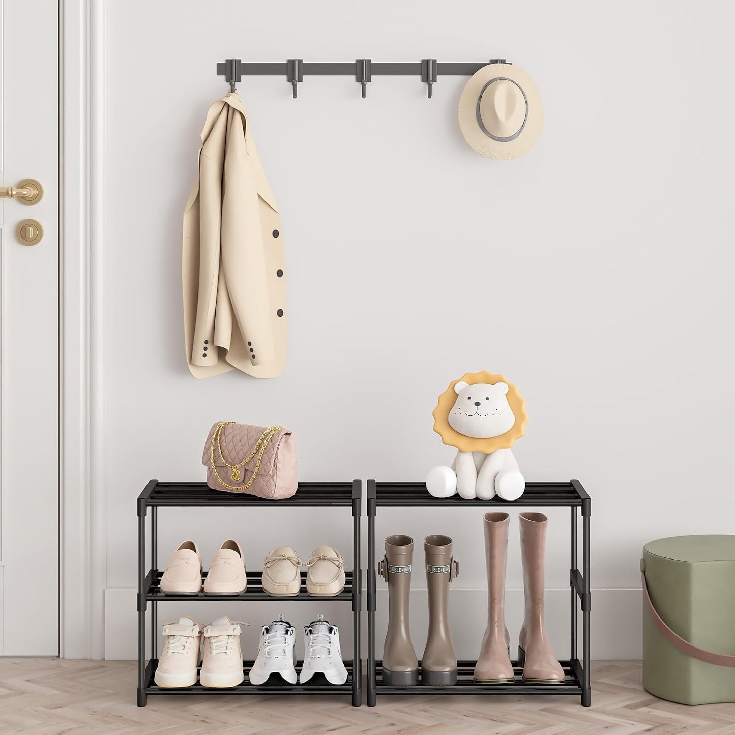 Autonomier 3 Tier Extra Small Shoe Rack (16.3" Wide), Narrow Stackable Shoe Shelf for Kids Toddler Adult, Lightweight Shoe Rack Stand for Closet Dorm Storage Organizer, Front Door Entrance, Entryway