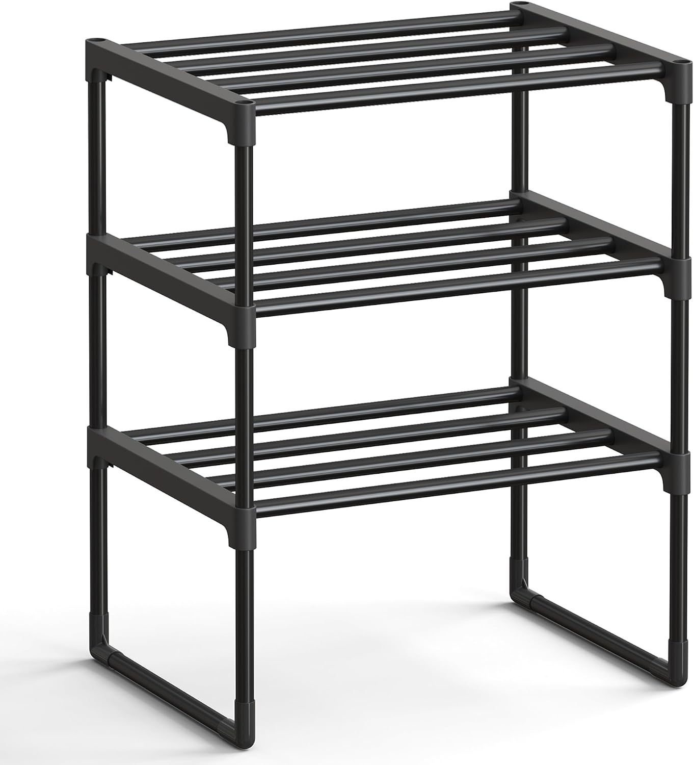 SONGMICS Shoe Rack, 6-Tier Shoe Organizer, Metal Storage Shelf, Upright or Upside Down, for 24-30 Pairs, Stackable, for Entryway, 11.8 x 36.2 x 42.7 Inches, Black ULSA306BH01