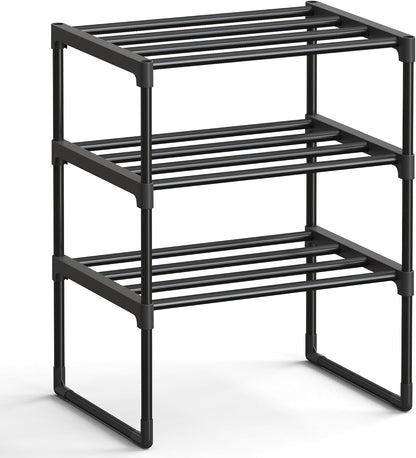 SONGMICS Shoe Rack, 6-Tier Shoe Organizer, Metal Storage Shelf, Upright or Upside Down, for 24-30 Pairs, Stackable, for Entryway, 11.8 x 36.2 x 42.7 Inches, Black ULSA306BH01