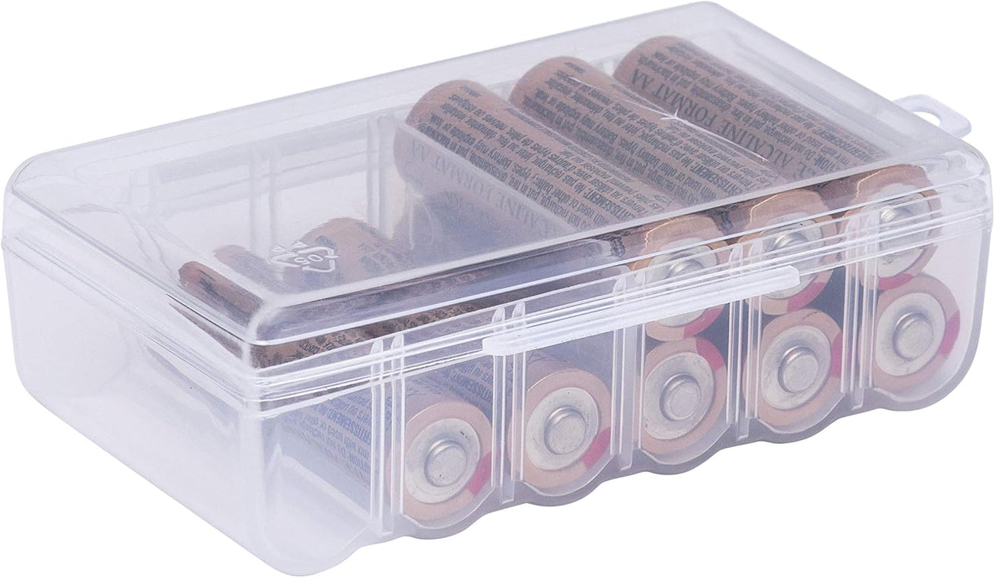 Dial Industries Battery Organizer Case with Tester for 12 AAA 12 AA 6C 4D | Compact cases for organizing in garage, toolboxes, RVs etc. Clear cases so easy to find in emergencies vs loose in drawer.