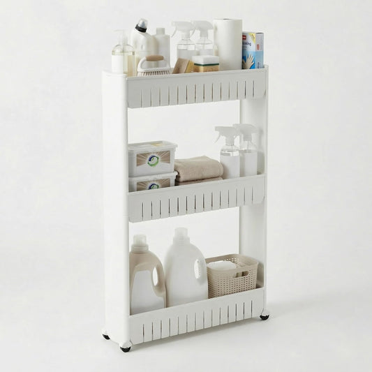 Slim Rolling Storage Cart - 5-Tier Utility Cart with Wheels for Bathroom, Kitchen, and Laundry Room - Bathroom Shelves by Lavish Home (White)
