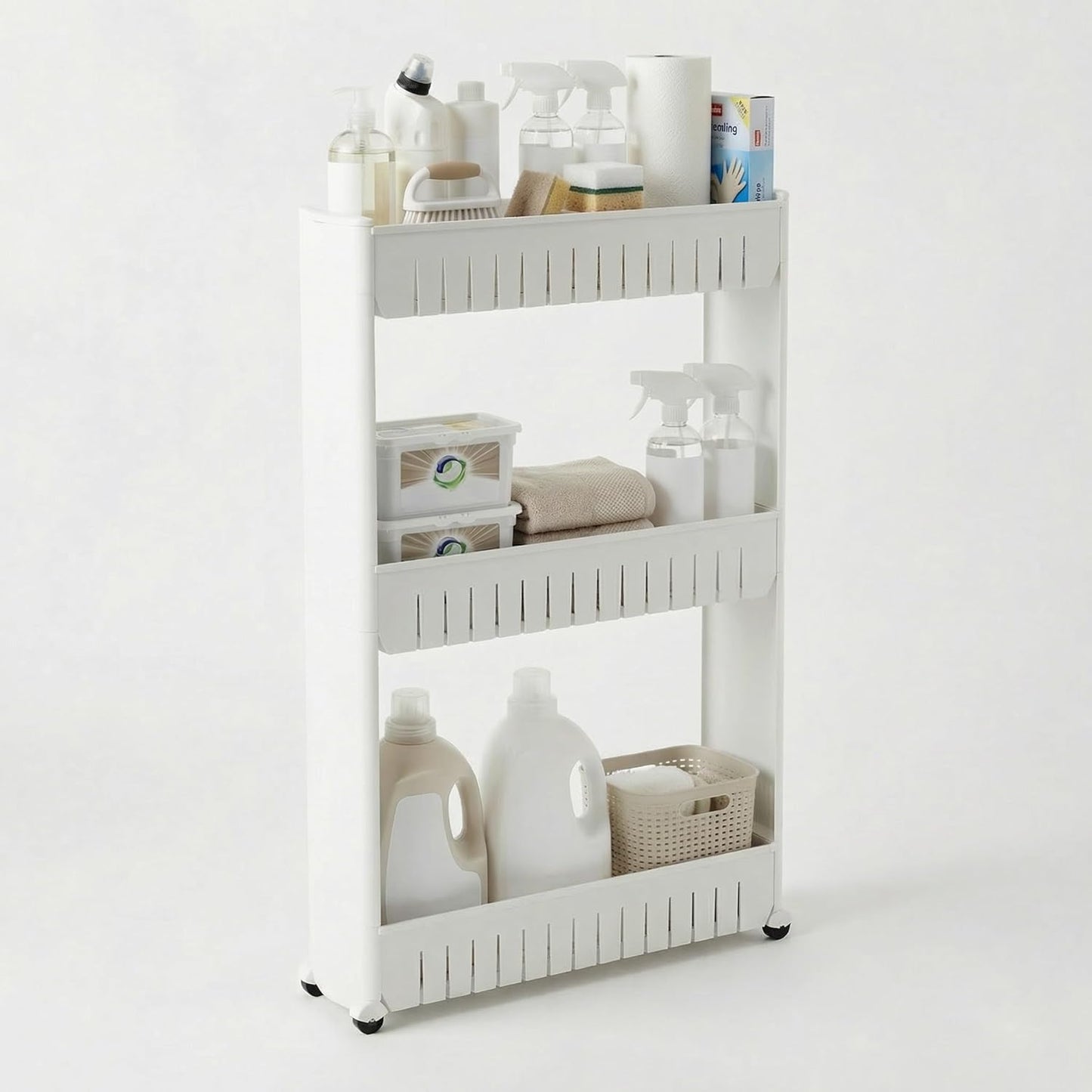 Lavish Home 3 Tier Shelf Rolling Cart - Narrow-Space Kitchen or Bathroom Shelf Organizer Cart - Slim Slide-Out Storage Shelves for Kitchen, Bathroom, Laundry and Pantry