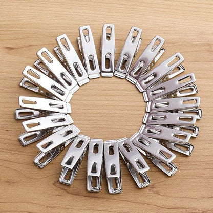 Generic 40pcs Clothes Pins Antiskid Stainless Steel Windproof Clothes Drying Hanger Clothespins Clothes Clips Clothes Pegs Photo Clips, Silver