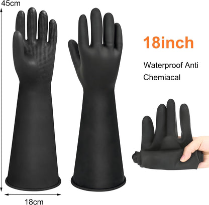 24" Chemical Resistant Glove, Reusable Heavy Duty Long Rubber Gloves, Long Waterproof Dishwashing Gloves, Industrial Safety Gloves for Men