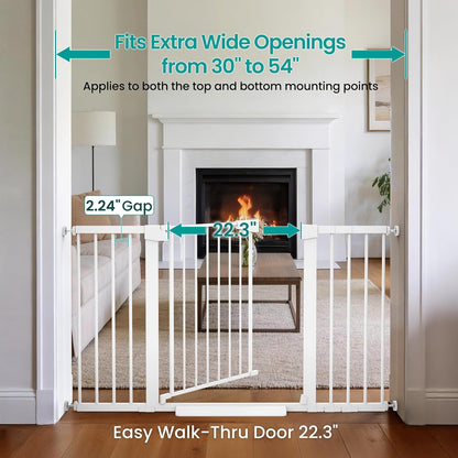 Cumbor 30-46" Baby Gate for Stairs, Mom's Choice Awards Winner-Auto Close Dog Gate for The House, Gifts for Mom, Easy Install Pressure Mounted Pet Gates for Doorways, Black
