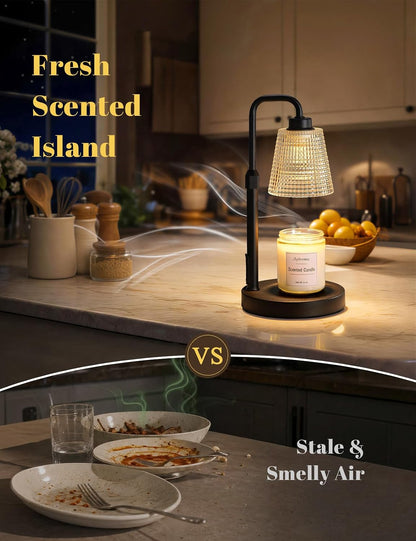 Candle Warmer Lamp with Timer Dimmable, Wax Warmer for Scented Jar Candles, Adjustable Height Candle Lamp for Home Decor, Birthday Gifts for Women Mom House Warming Gifts, Matte Black