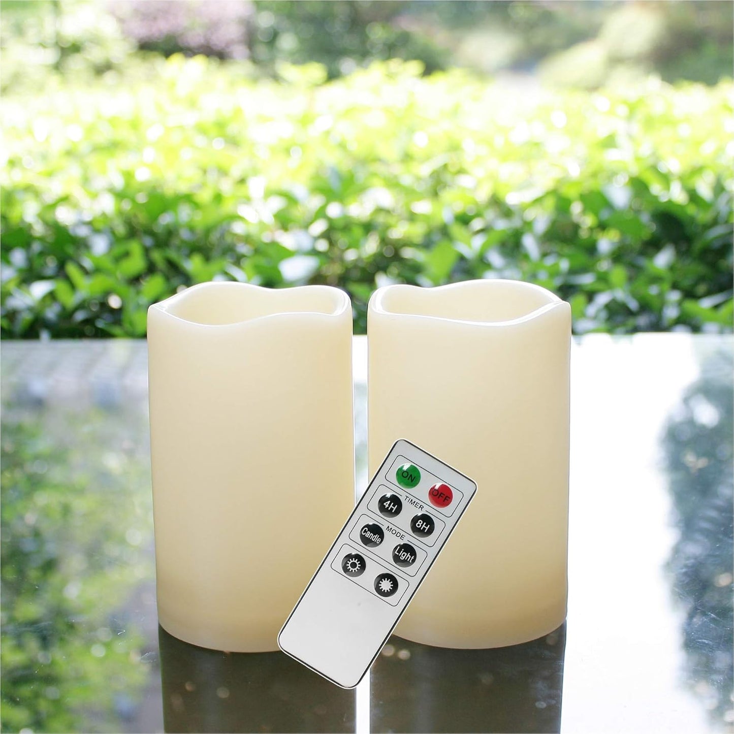 Outdoor Waterproof Battery Operated Flameless LED Pillar Candles with Remote Timer Flickering Electric Plastic Resin Decorative Lights for Xmas Christmas Wedding Party Decorations Gifts Supplies 3 PCS