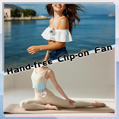 Portable Clip-On Fan, Mini USB Rechargeable 360° Rotatable Fan, Personal Fan 3-Speed Silent Mini Bladeless Fans