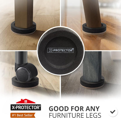 X-Protector Felt Furniture Sliders for Hardwood Floors 24 PCS 1” - Self-Adhesive Furniture Slider - Heavy-Duty Furniture Movers for Hard Surfaces - Felt Sliders - Move Your Furniture Easily!