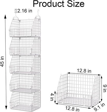 PUPPYCUTE Larger & Deeper Hanging Storage Basket, Closet Organizers and Storage, Hanging Shelves Wire Baskets for Clothing Sweaters Purse Handbags Shoes Black 3 Tier
