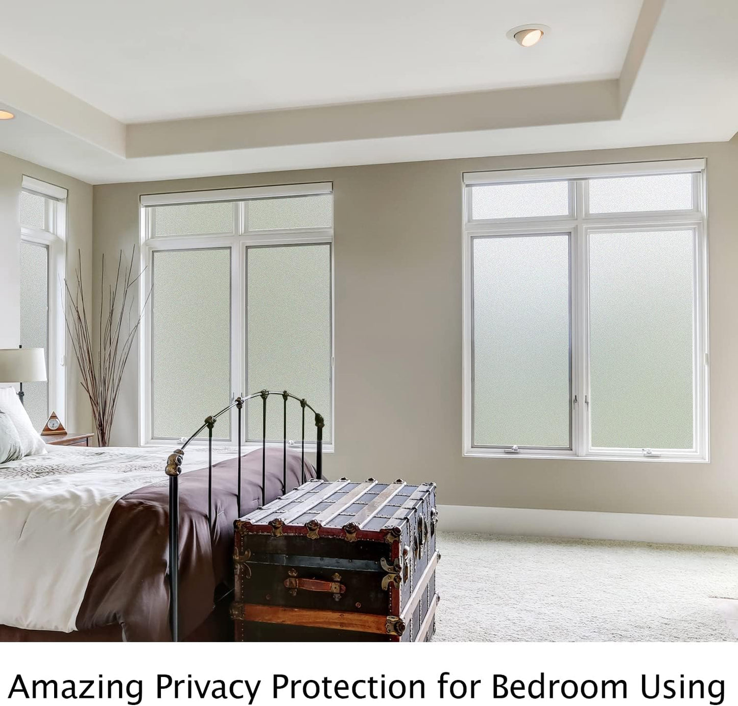 HIDBEA Frosted Window Privacy Film Heat Control UV Blocking, Static Cling Non-Adhesive Reusable Door coverings for Bathroom Home Office (Frosted 17.5 Inch x 6.5 Feet)