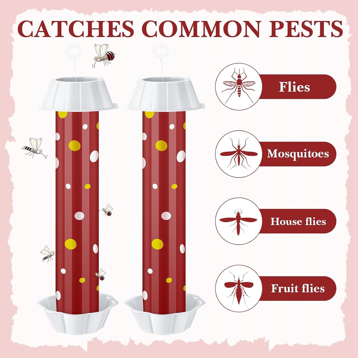 12 Pcs Sticky Fly Trap Fly Stick Indoor Outdoor Long Lasting Adhesive Fly Catcher with Hanging Hook for Wasps Gnats Bugs Insects Moths Fruit Flies Mosquitoes Spiders Fleas (White)