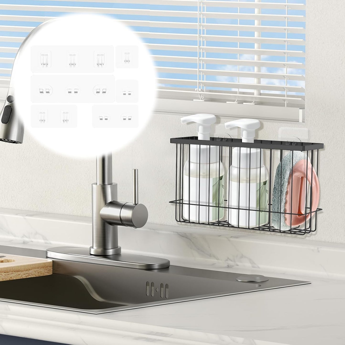 48 Pcs Transparent Waterproof Adhesive Hooks Heavy Duty Sticky Wall Hooks for Bathroom Shower Kitchen,Multi-Size No Residue Damage-Free Adhesive Shower Hooks for Shower Caddy Shelf Organizer