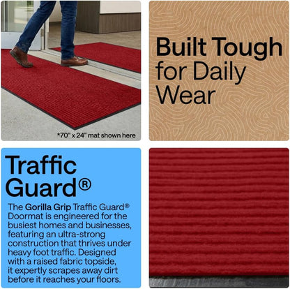 GORILLA GRIP Waterproof Traffic Guard Door Mat, Heavy Duty Entryway Mats, Strong Backing Commercial Utility Rugs for Office Hallway, Garage Floor and Home, Low Profile Carpet Runner, 29x17, Black