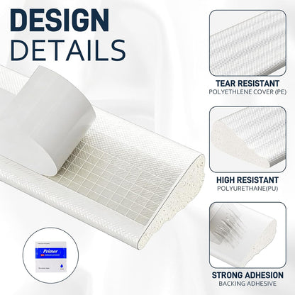 118” Wedge-Shape Window Weather Stripping Door Seal Strip, Self-Adhesive Soundproofing Frame Winter Insulation Foam Tape for Door Frame, Noise Drafts Blocker, Gap Filler, Draft Stopper, White