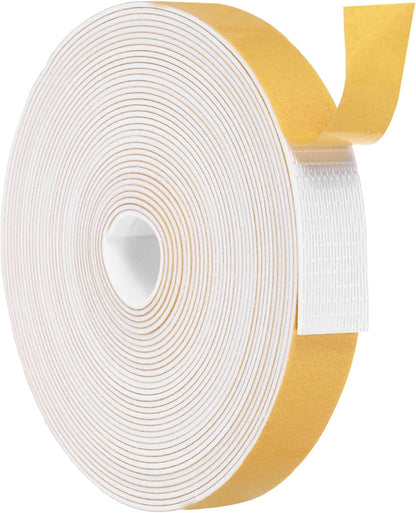 MECCANIXITY Weather Door Seal Strip Tape, Door Insulation Stripping Single Side Strong Self Adhesive Foam Tape Gap Filler for Door, Window, 1/4 Inch x 1/16 Inch x 32 Feet White 2 Pack