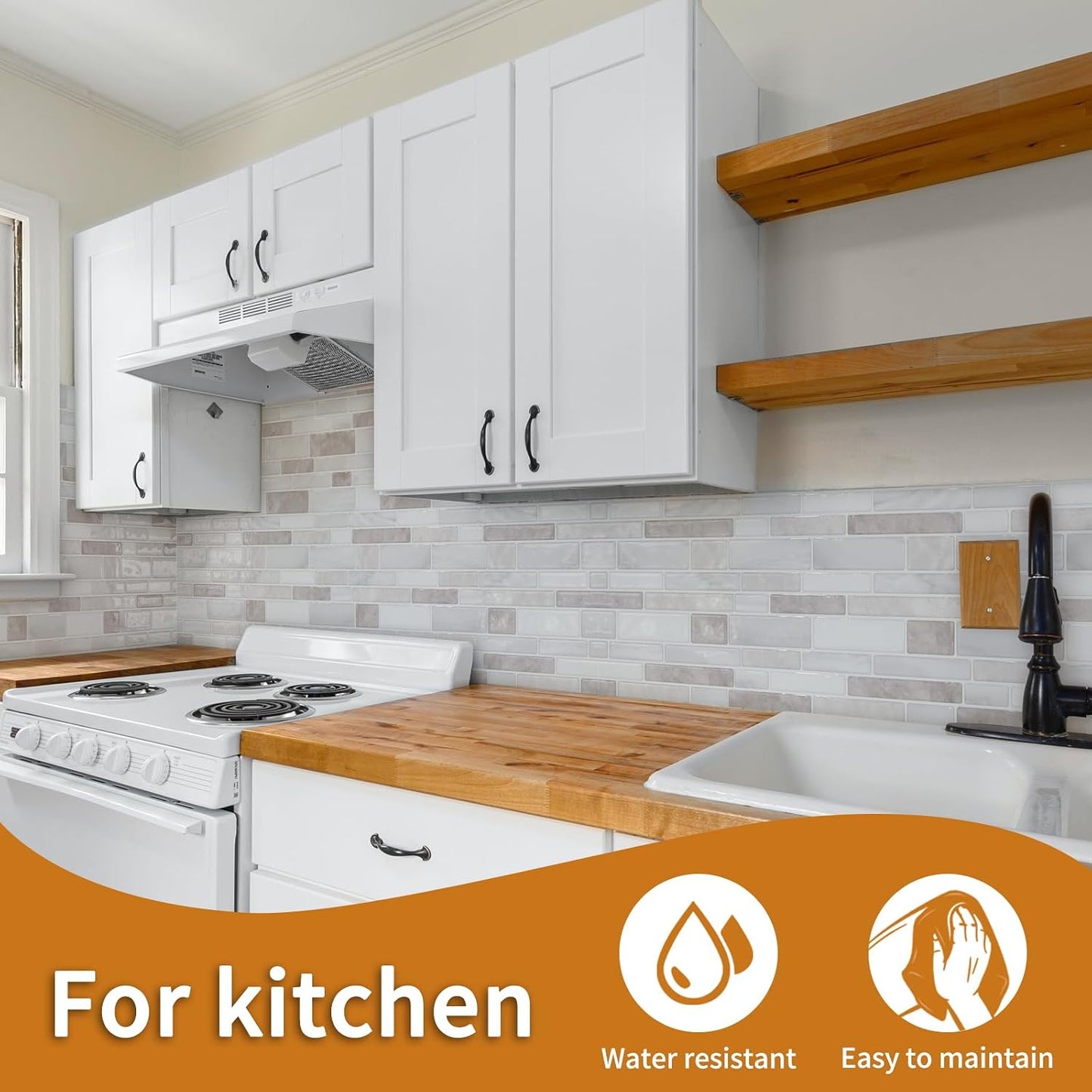 WOWSTAR 10-Sheet Peel and Stick Backsplash Tile for Kitchen Wall, Back Splash Stick On Tiles for Kitchen (12"x 12", Gray)