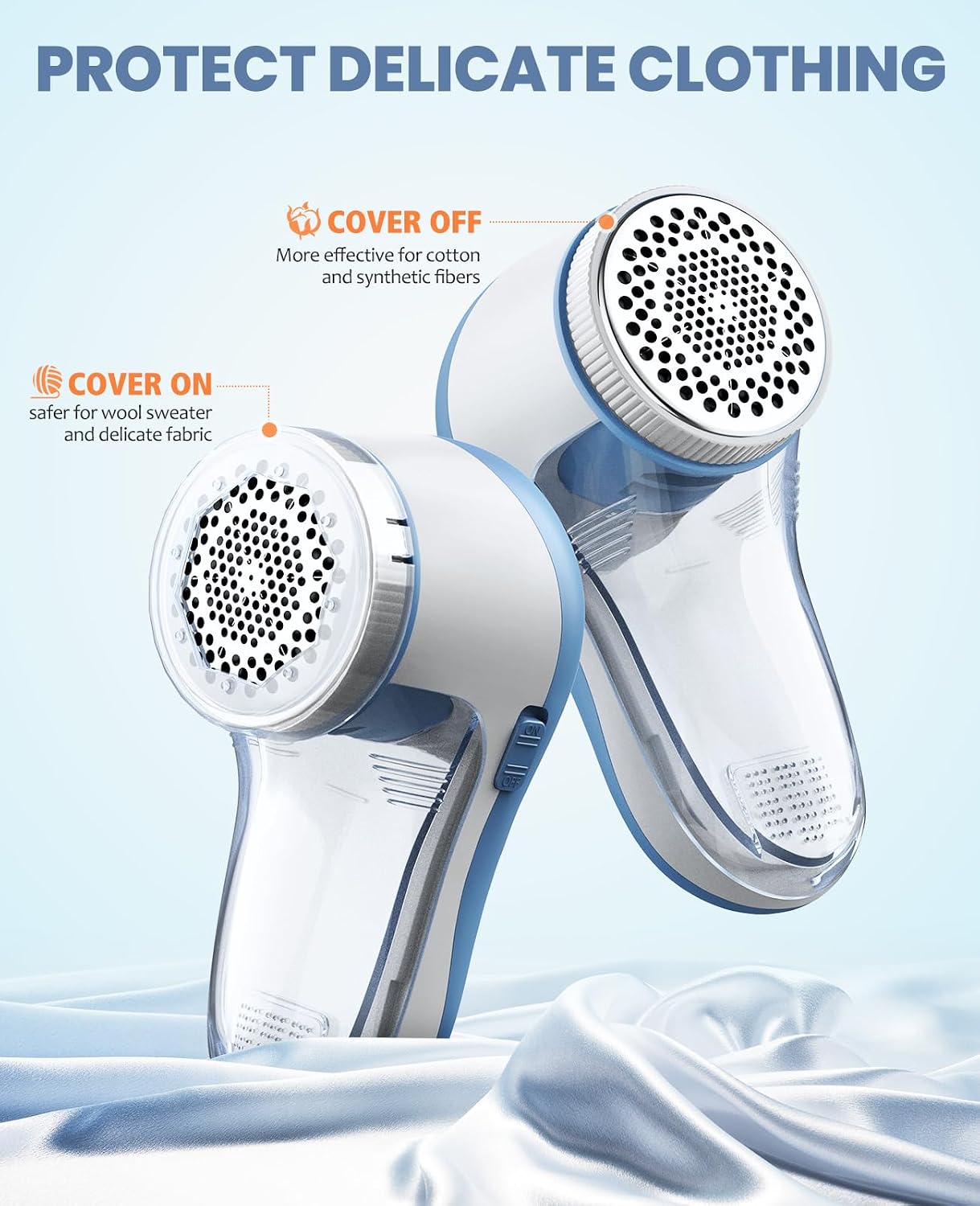 POPCHOSE Fabric Shaver, Lint Shaver for Clothing, Electric Lint Remover with 6-Leaf Blades, Sweater Defuzzer, Clothes Shaver for Couch, Furniture, Blanket, Remove Pilling, USB Rechargeable