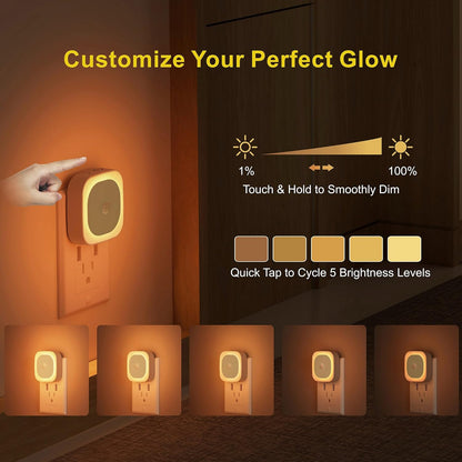 YUNLEX 2 Pack Plug in Red Sleep Night Light with Motion Sensor & Dusk to Dawn Sensor, Soft Glow, 0% Blue Light, Dimmable, Auto On/Off, LED Lights for Bedroom, Kids, Bathroom, Hallway, as Mother Gifts