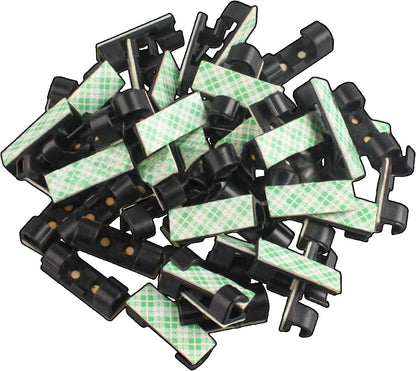 20 Pieces Strong Adhesive Cable Wire Management Clips - Self-Adhesive Cord Organizer Clamps for Wall, Under Desk, Car, Office & Home (Black)
