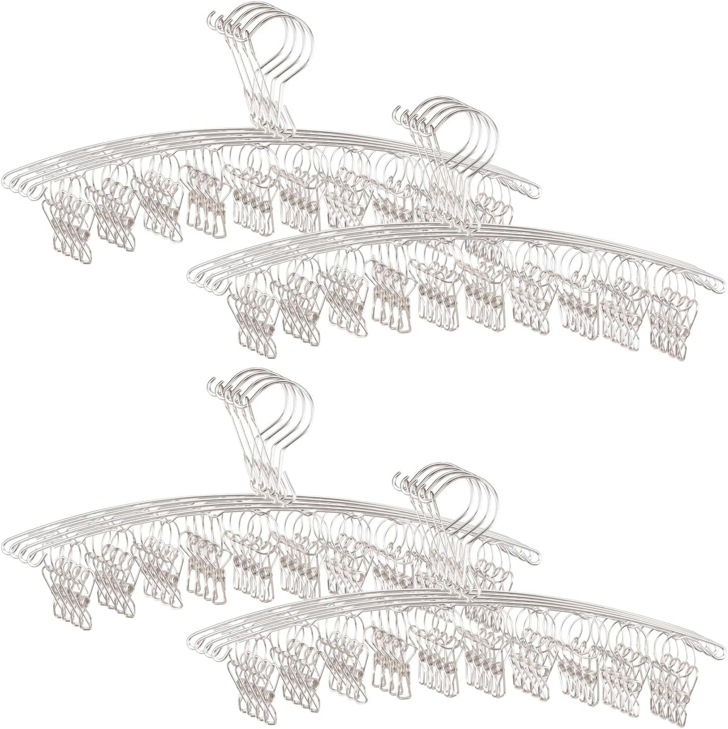 16 Pack 14 inch Stainless Steel Drying Rack with 10 Clips, Sock Drying Rack with Windproof Clips, Stainless Steel Clothes Hanger for Bras, Clothes, Sock & Underwear Towels