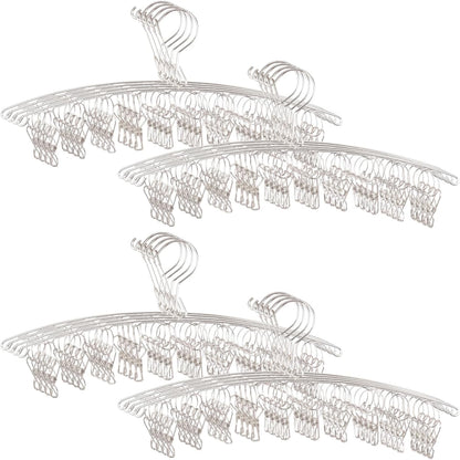 16 Pack 14 inch Stainless Steel Drying Rack with 10 Clips, Sock Drying Rack with Windproof Clips, Stainless Steel Clothes Hanger for Bras, Clothes, Sock & Underwear Towels
