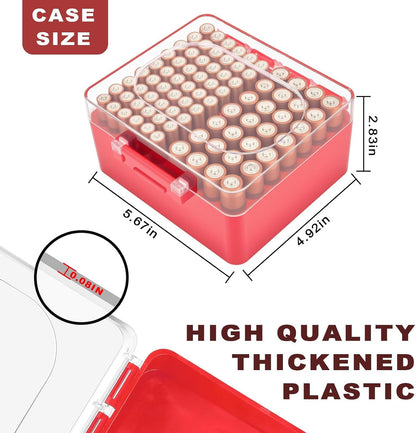 FULLCASE Plastic Battery Organizer with Tester, Battery Storage Case for AA AAA C D 9V Batteries, Portable Battery Holder Box for Home, Travel & Emergency Kits(Case Only) Black