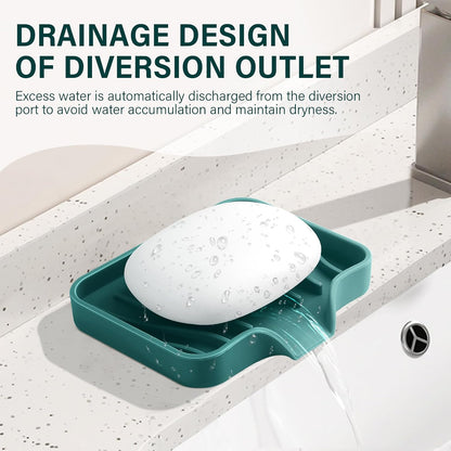 Silicone Soap Dish with Drain, SAISN Kitchen Soap Tray for Shower 2 Pack Self Draining Soap Dish Soft Bathroom Soap Holder for Kitchen Sink Flexible Portable Soap Saver, White