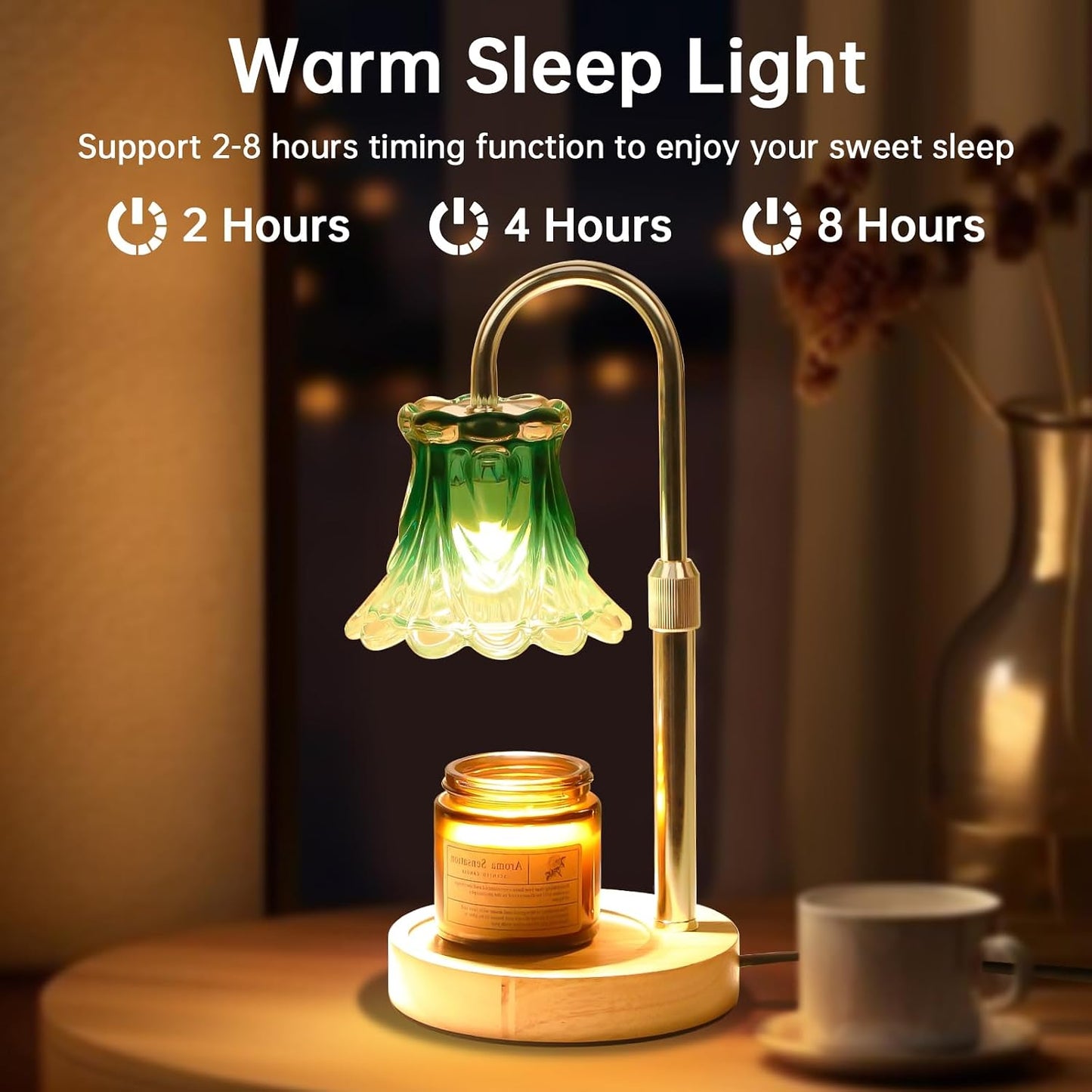 Fragrance Candle Warmer Lamp with 2 Bulbs Electric Candle Warmer with Timer & Dimmer for Home Decor