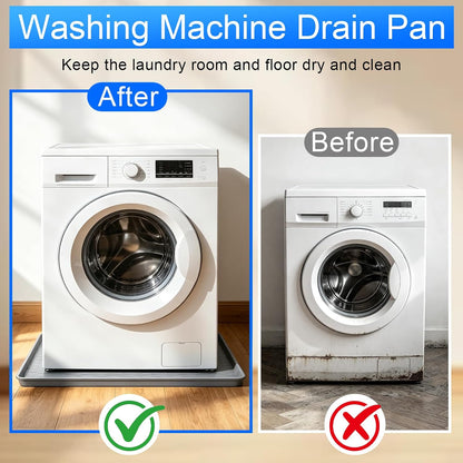 Washing Machine Drain Pan Silicone Mat, Thickened Large 32" X 30" Non-Slip Waterproof Washer Drip Tray, Raised Edge Mat for Under Dryer or Washer, Anti-Vibration,Floor Leak Protector for Laundry Room