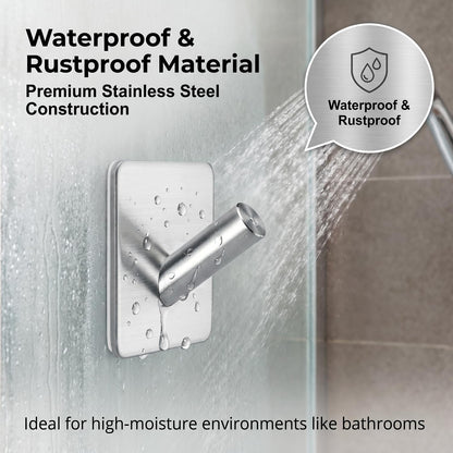Fotosnow Matte Black Adhesive Wall Hooks, 15lbs Locking Curve Anti Slip Stainless Steel No Drill Stick On Hooks for Bathroom Shower Towel Coat Kitchen
