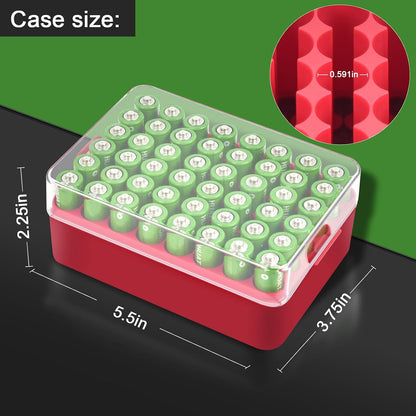 ALCYON Battery Organizer Storage Case, Battery Vault Box Container for 48pcs AA Batteries, Plastic Clear Protective Battery Holder for Travelling/Home/Office (Black, Large)