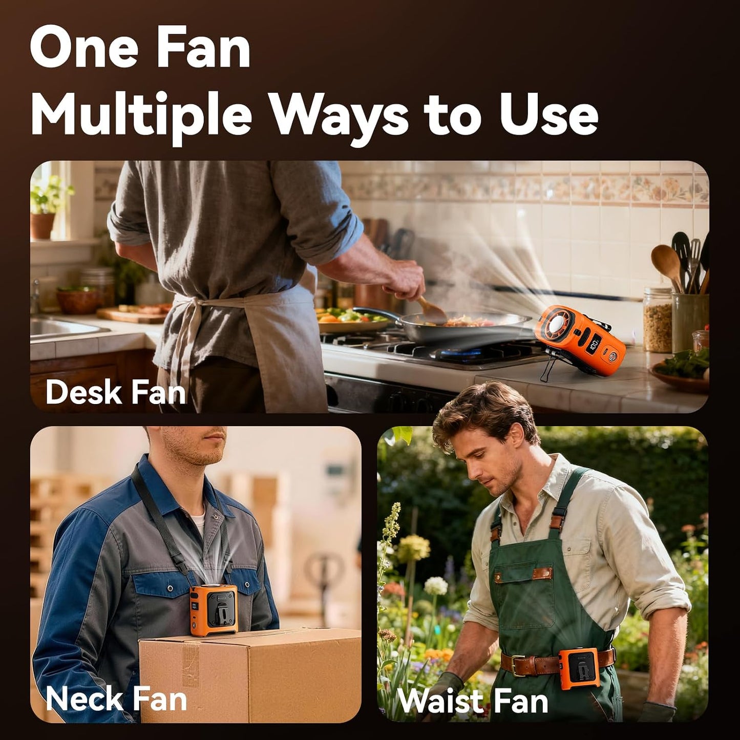 MUXNW High-Speed Waist Fan with Ice Cooling, Clip On Belt Fan | 8000mAh battery, 14000RPM, 5-speed. LED light, 24H. Ice-cooling plate. For construction, jobsite, camping