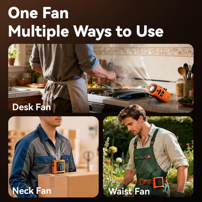 MUXNW High-Speed Waist Fan with Ice Cooling, Clip On Belt Fan | 8000mAh battery, 14000RPM, 5-speed. LED light, 24H. Ice-cooling plate. For construction, jobsite, camping
