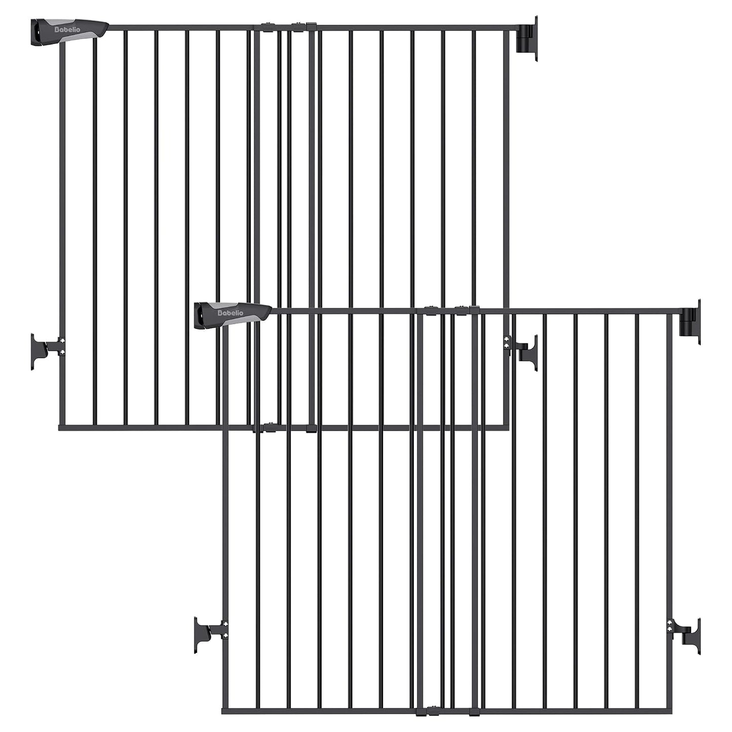 Babelio Baby Gate for Stairs, Kitchen & Doorways, No Bottom Bar| One-Handed Operation| Auto-Close| Hardware Mount (Drill Needed) Safety Dog/Pet Gate (Black - B17, 26-43" W, 28" H)