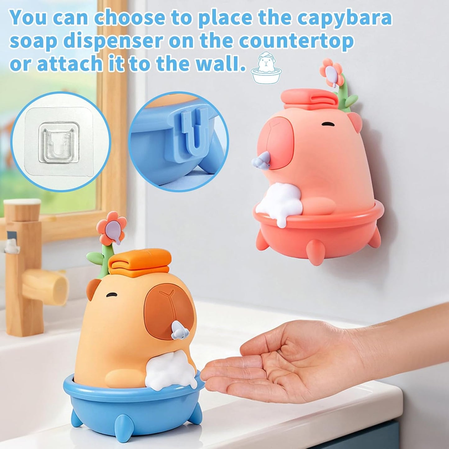 Kids Automatic Soap Dispenser - Cute Duck Touchless Foaming Hand Soap Dispenser, Waterproof USB Rechargeable, Hand- Free Shampoo Dispensers for Bathroom, Kitchen Countertop, Preschool