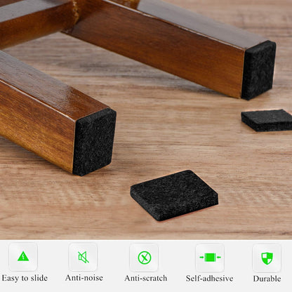 Square Felt Pads for Chair Legs, Square Felt Furniture Pads 1 inch 48 Pieces Pack Brown, Furniture Pads for Hardwood Floor 5mm Thick