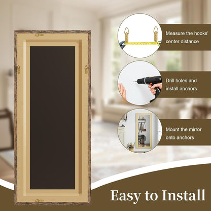 Syndra Modern Full Length Mirror Wood Frame, 65x24'' Large Floor Mirror with HD Tempered Glass & Wall Mount, Rectangular Standing Mirror for Bedroom, Living Room, Entryway, Farmhouse(Grey White Oak)