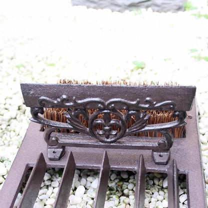 Cast Iron Boot Brush Scraper Outdoor, Heavy Duty Boot Scrubber Brush for Home Porch Entryway, Brown Front Doormat