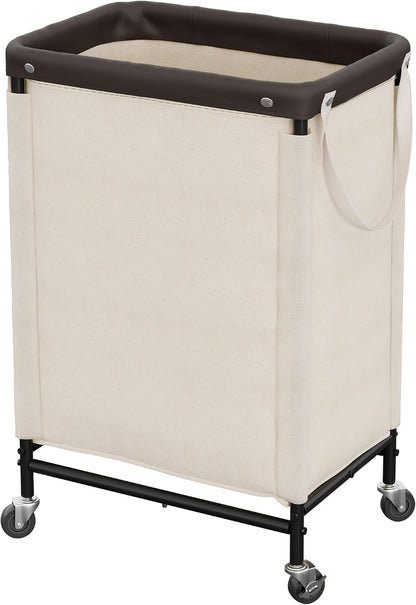StorageWorks 3 Section Laundry Hamper, Rolling Laundry Cart with Wheels and Handles, Laundry Room Double Sorter for Organizer and Storage, 31.7 Gal(120L), Beige