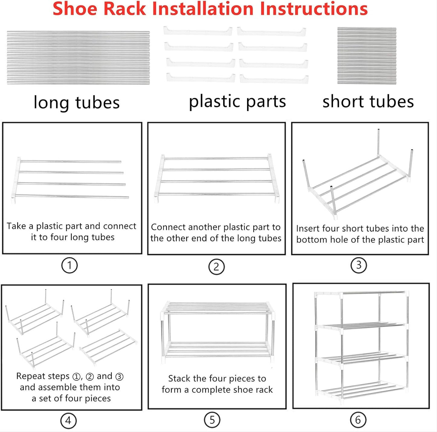 Jucaifu Stackable Small Shoe Rack, Entryway, Hallway and Closet Space Saving Storage and Organization (3-Tier, White)