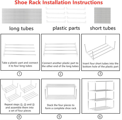 Jucaifu Stackable Small Shoe Rack, Entryway, Hallway and Closet Space Saving Storage and Organization (3-Tier, White)