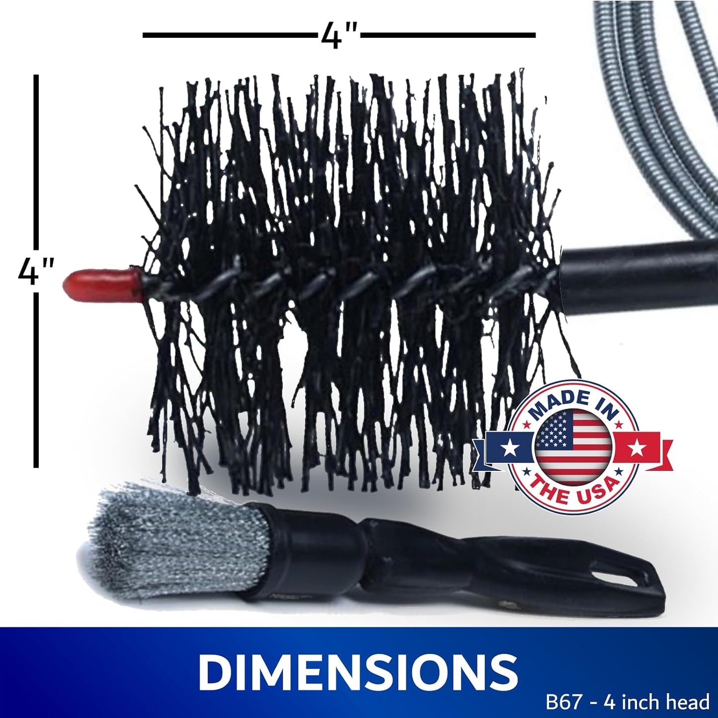 Pellet Stove & Dryer Vent Cleaner Kit – 3 inch Head and 10 ft Long Steel Flexible Brush for Fireplace Chimney, Ash, Lint & Soot Buildup Removal - Pellet Stove Cleaning Kit by FryOilSaver B67C